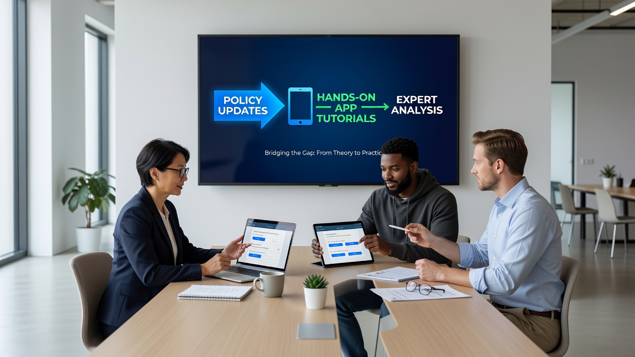 Bridging Policy Updates with Hands-On App Tutorials and Expert Analysis